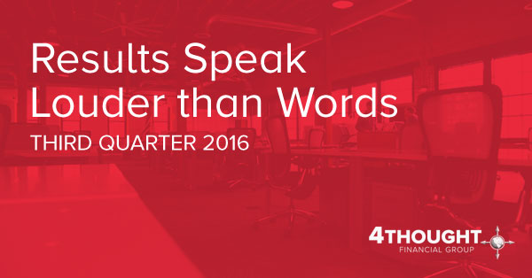 Results Speak Louder than Words - Third Quarter 2016